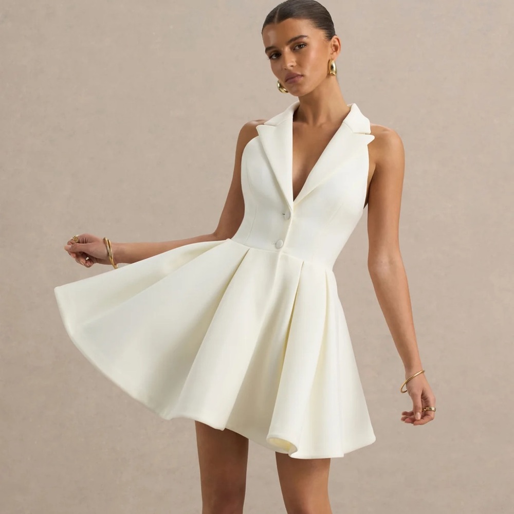 Club L London Cream Sleeveless Mini Dress